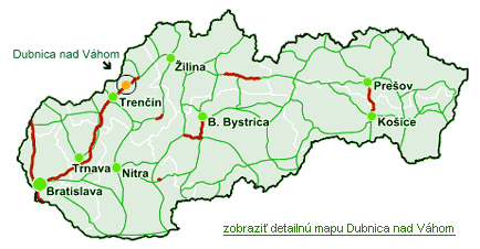 Mapa Slovensko - poloha Dubnica nad V�hom